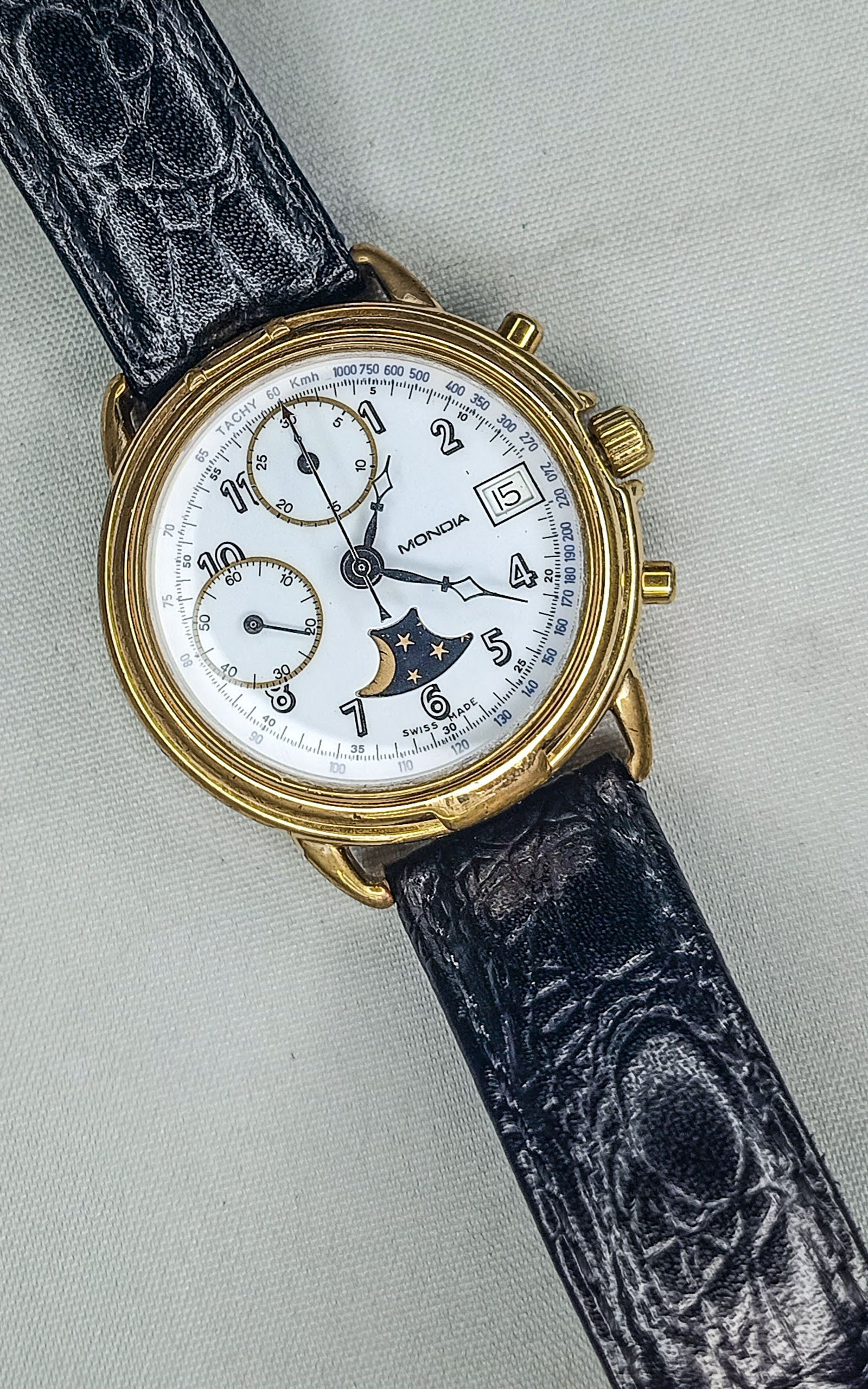 MONDIA Chronograph Mondphase Uhren Uhrmacherei Antikeo
