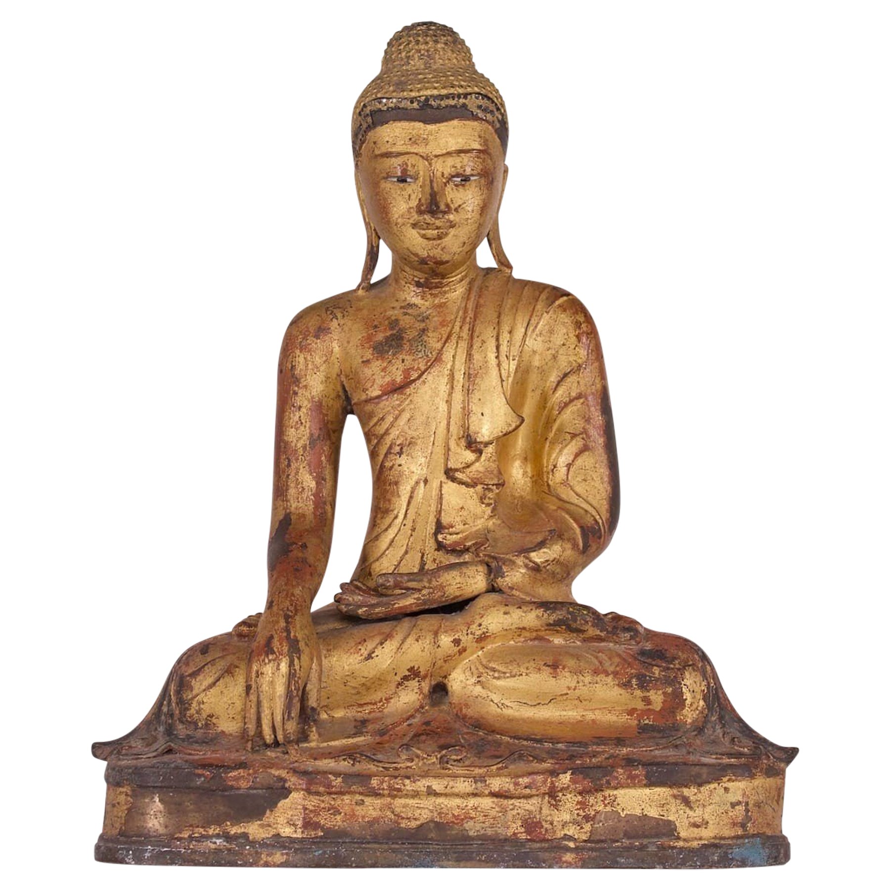 Gilded Teak Burmese Buddha From Mandalay - 19thC Gilded Teak Burmese Buddha From Mandalay - 19thC