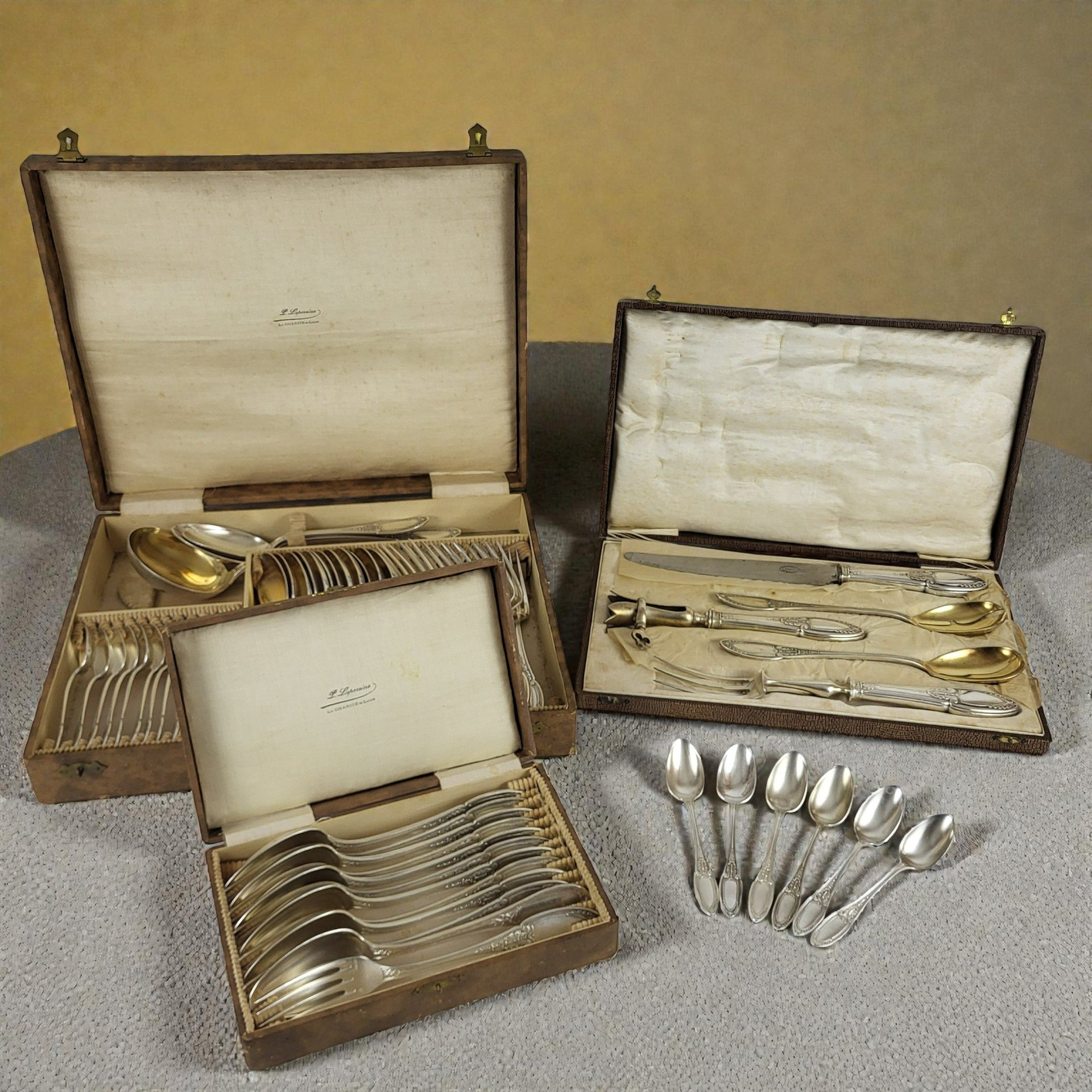 Lot De 4 Cuillères à Dessert Métal Argenté Boulenger - Modèle Empire - 14 Cm - Occasion