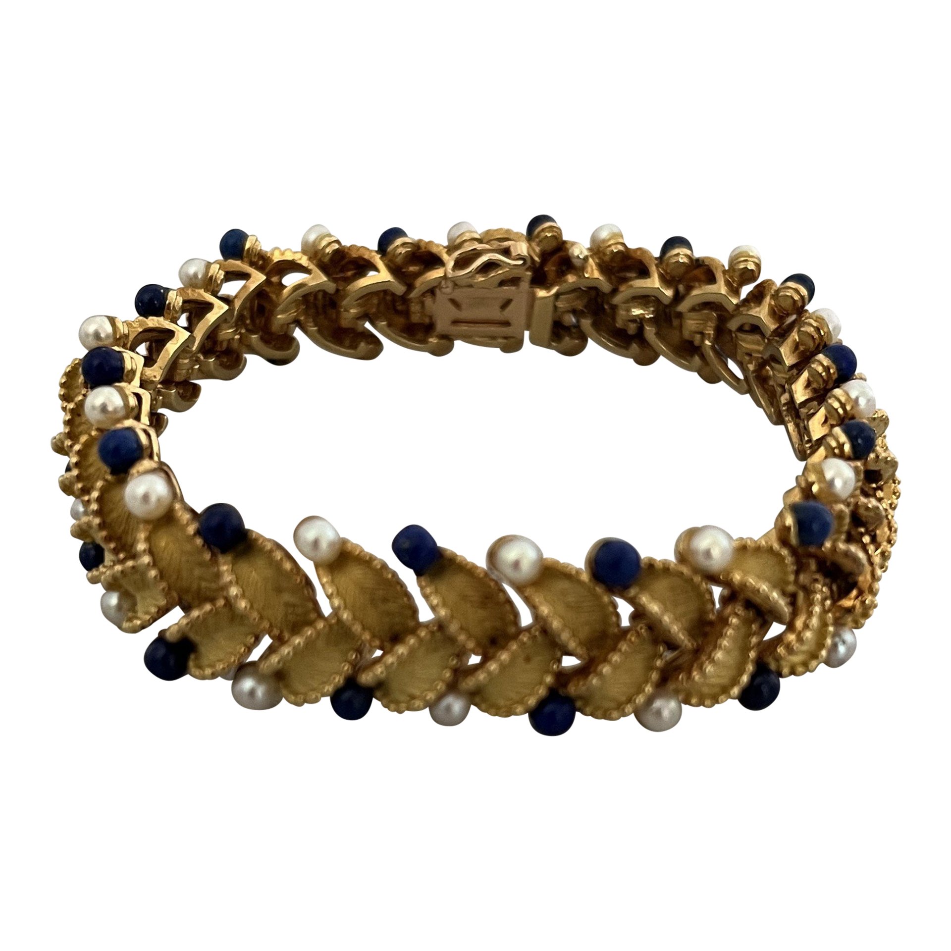 LES POULETTES BIJOUX Bracciale Classics – Piccola Perla, Placcato Oro, Blu Navy, In Cofanetto