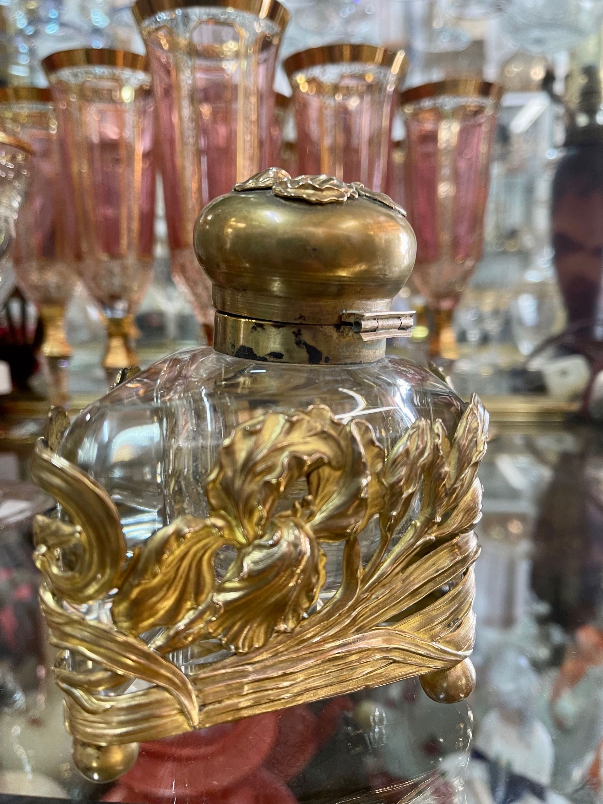 Encrier Ancien En Laiton, Art Islamique, Objet De Collection