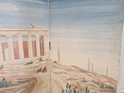 Paravent Ancien Paravent Français "le Panthéon"