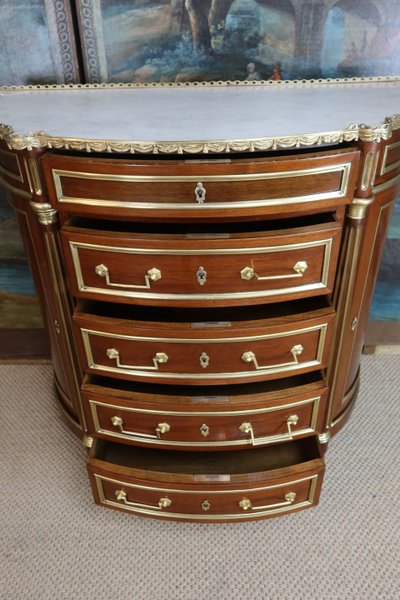 Half-moon chest of drawers with doors