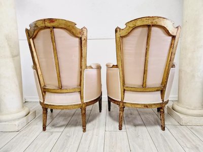 Paire De Fauteuils Bergères Anciens Louis XVI