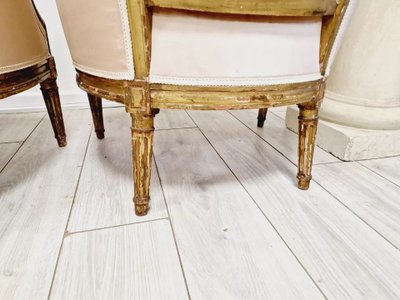 Paire De Fauteuils Bergères Anciens Louis XVI