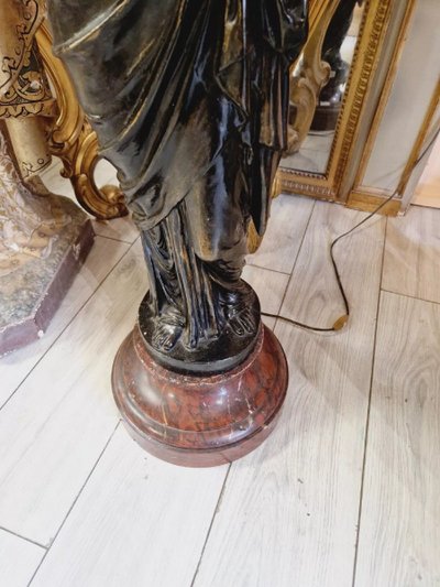 Antike Liberty-Lampe aus Gusseisen und Marmor