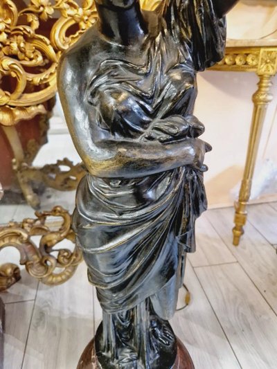 Antike Liberty-Lampe aus Gusseisen und Marmor