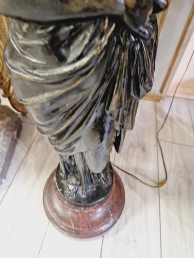 Antike Liberty-Lampe aus Gusseisen und Marmor