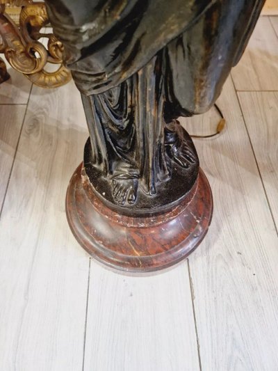 Antike Liberty-Lampe aus Gusseisen und Marmor