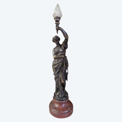 Antike Liberty-Lampe aus Gusseisen und Marmor