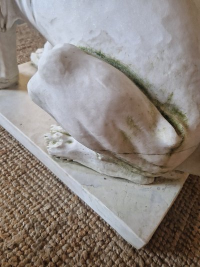 Coppia di statue di leoni in marmo antico **molto pesanti**