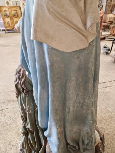 Antique Life-Size Religious Statue of Our Lady of Purgatory Stamped