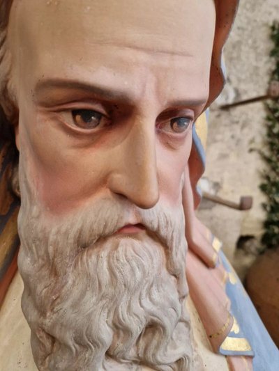 Antique Life-Size Religious Statue of Saint Joaquin French Church Sculpture