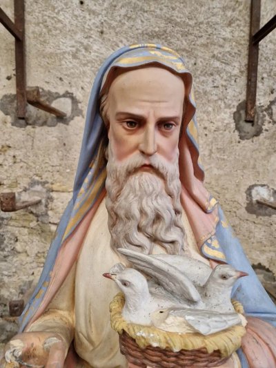Antique Life-Size Religious Statue of Saint Joaquin French Church Sculpture