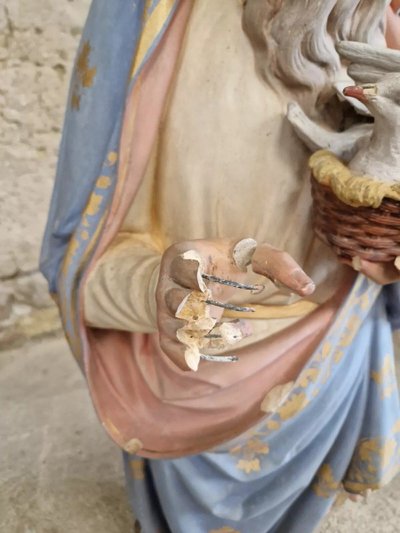 Antique Life-Size Religious Statue of Saint Joaquin French Church Sculpture