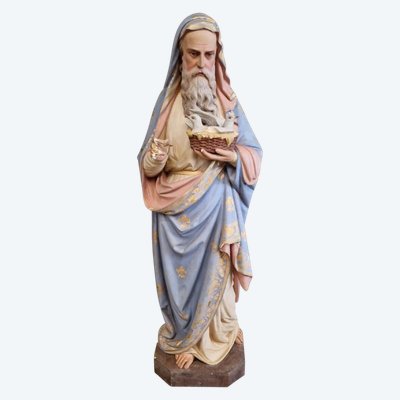 Antique Life-Size Religious Statue of Saint Joaquin French Church Sculpture