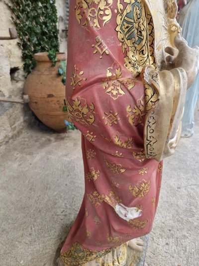 Antique Religious Statue Jesus Sacred Heart Church Sculpture