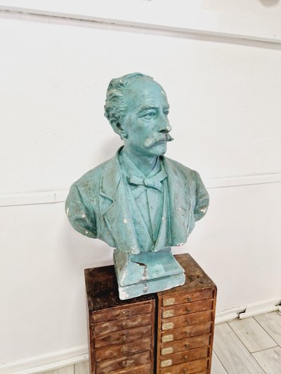 Antique Bust Plaster Large Head Life Size Art Sculpture