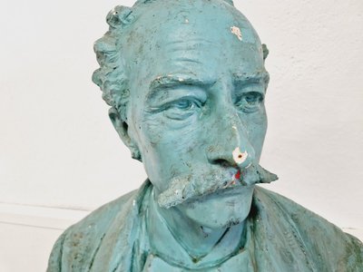 Antique Bust Plaster Large Head Life Size Art Sculpture
