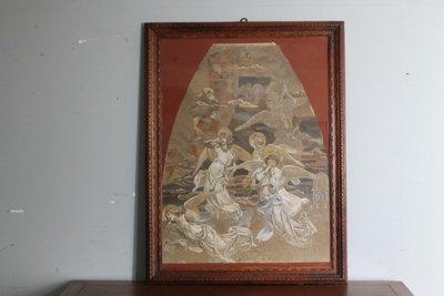 Ancienne peinture à la détrempe Anges croquis pour fresque 19ème siècle. grande qualité. Mes 108 x 84