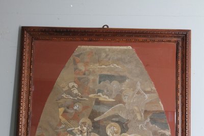 Ancienne peinture à la détrempe Anges croquis pour fresque 19ème siècle. grande qualité. Mes 108 x 84