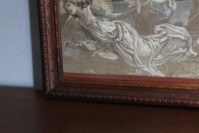 Ancienne peinture à la détrempe Anges croquis pour fresque 19ème siècle. grande qualité. Mes 108 x 84