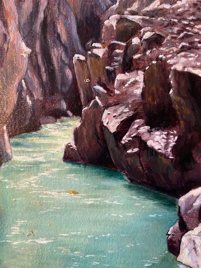 HSToile "Grand canyon des Gorges du Verdon" signed Lecompte XX° + frame