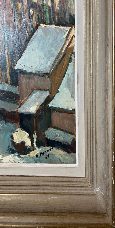 Tableau HSP par Emile RENAUD vers 1950 Velars (sur Ouche - Bourgogne) + cadre
