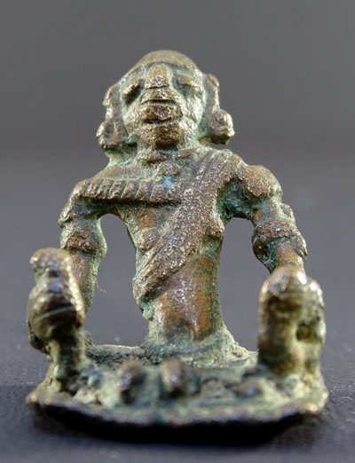 India, 18th-early 19th century, Rare Set of Three Bronze Miniature Statues.