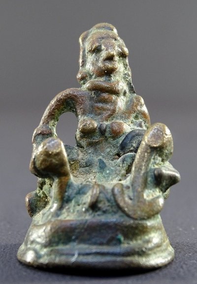 India, 18th-early 19th century, Rare Set of Three Bronze Miniature Statues.