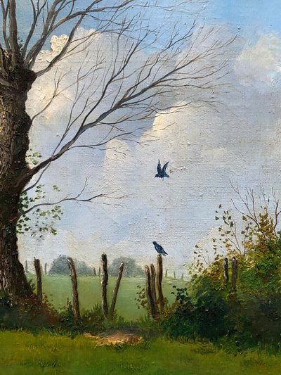 Tableau Jean Paul Barre (né en 1954) HST "La fin de l'hiver" Paysage de Brière