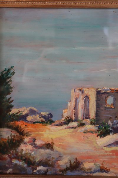 Cliff on the Sea Landscape, Oil Painting on Board