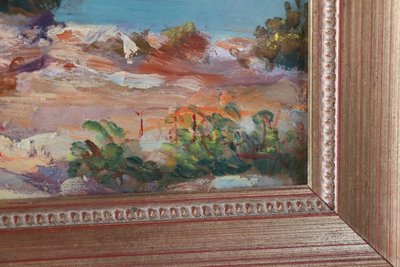 Cliff on the Sea Landscape, Oil Painting on Board