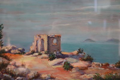 Cliff on the Sea Landscape, Oil Painting on Board