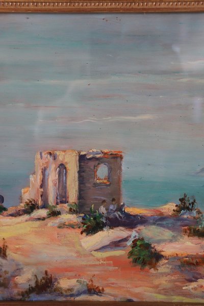 Cliff on the Sea Landscape, Oil Painting on Board