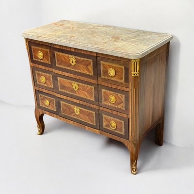 Transition Period Marquetry Chest of Drawers Stamped L Boudin (1735-1804)
