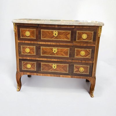 Transition Period Marquetry Chest of Drawers Stamped L Boudin (1735-1804)