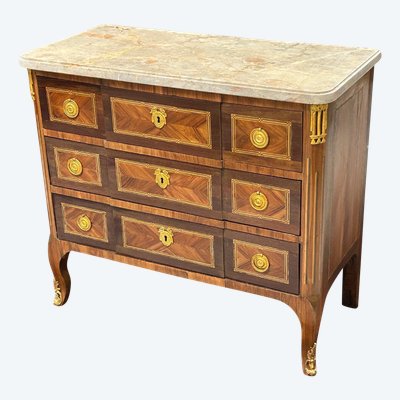 Transition Period Marquetry Chest of Drawers Stamped L Boudin (1735-1804)