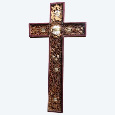 Croix Reliquaire Paperolles Au Neuf Reliques - XIXe
