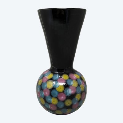 Vase polychrome en céramique de Bizzirri datant des années 1980. Fabriqué en Italie