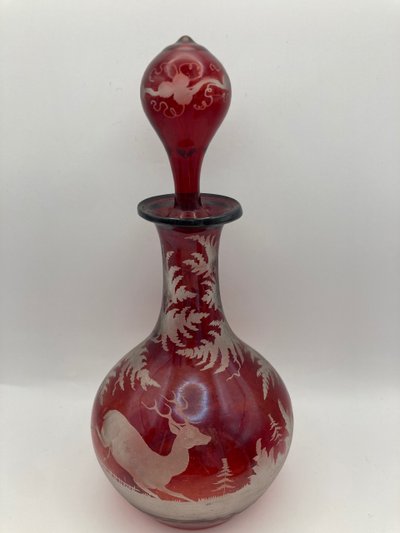 3 Bohemian crystal bottles