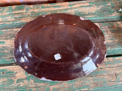 Ancien Plat en Faïence – Décor Bleu Corbeille Fleurie – 19ᵉ siècle