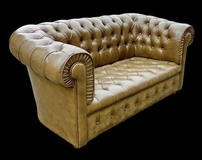 Divano Chesterfield 2 posti in pelle verde