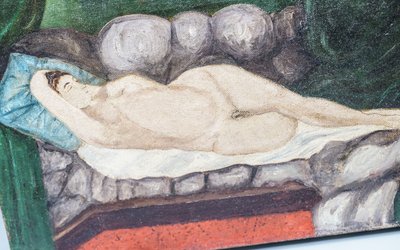 Paar "NU", Öl auf Leinwand, Kleinformat