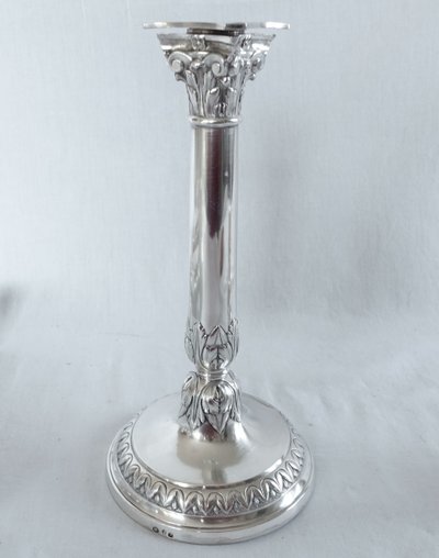 Set di 4 candelieri in argento massiccio del periodo Impero - Marchio del Gallo
