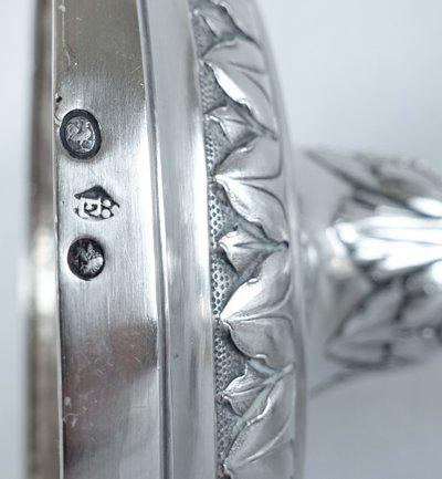 Set di 4 candelieri in argento massiccio del periodo Impero - Marchio del Gallo