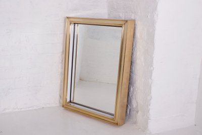 Modernist Art Deco Brass Lighted Mirror