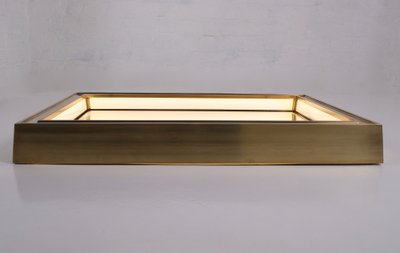 Modernist Art Deco Brass Lighted Mirror