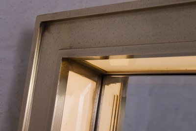 Modernist Art Deco Brass Lighted Mirror
