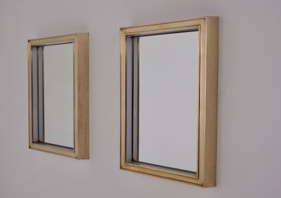 Modernist Art Deco Brass Lighted Mirror